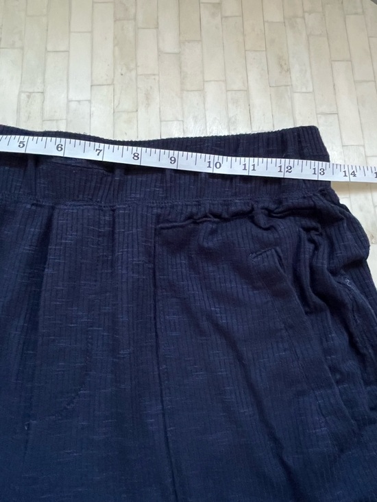 Democracy Dark Navy Ribbed Cropped Wide Leg Lounge Pants size Medium - Picture 9 of 11